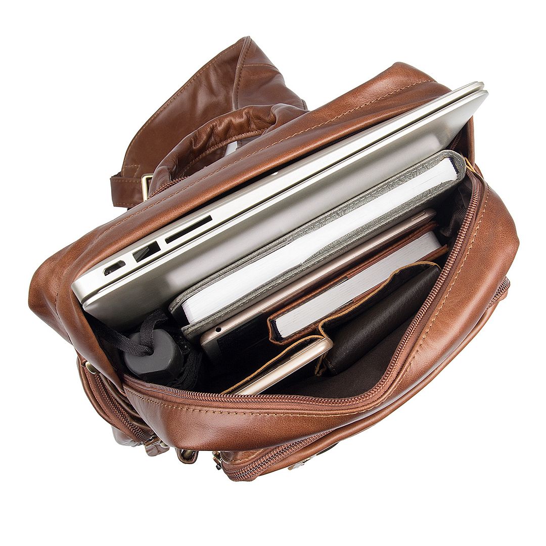 7042B Cowboy Vintage Leather Men's Travel bag Backpack Bookbag